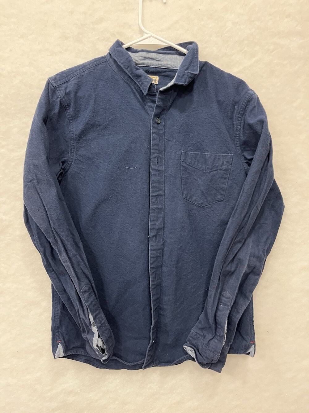 1901 Mens Large Navy Blue Long Sleeve Button Front Shirt Casual Pocket L